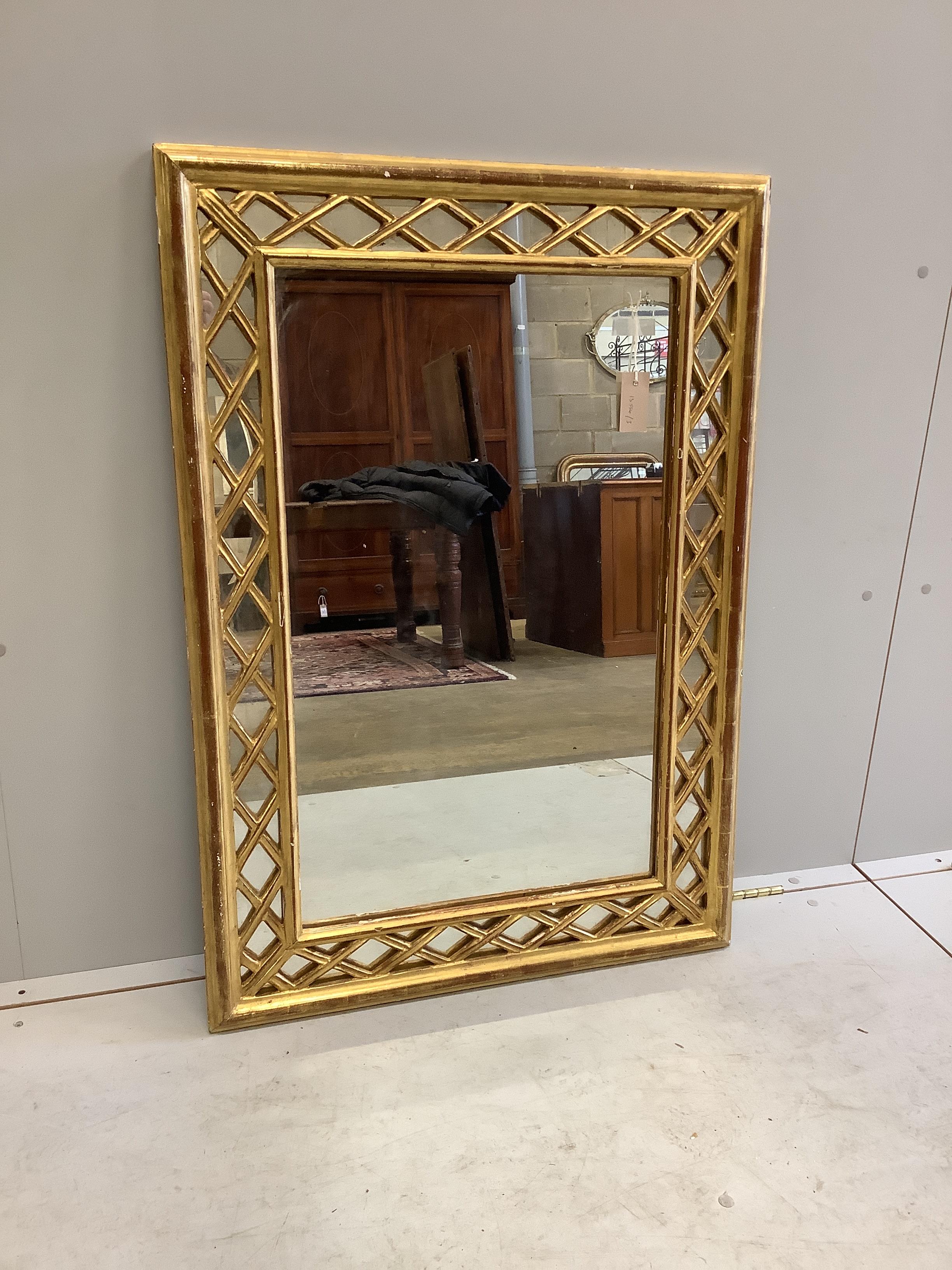 An early 20th century rectangular giltwood marginal plate wall mirror, width 70cm, height 101cm